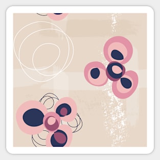 Pink abstract circle flowers on sand Sticker